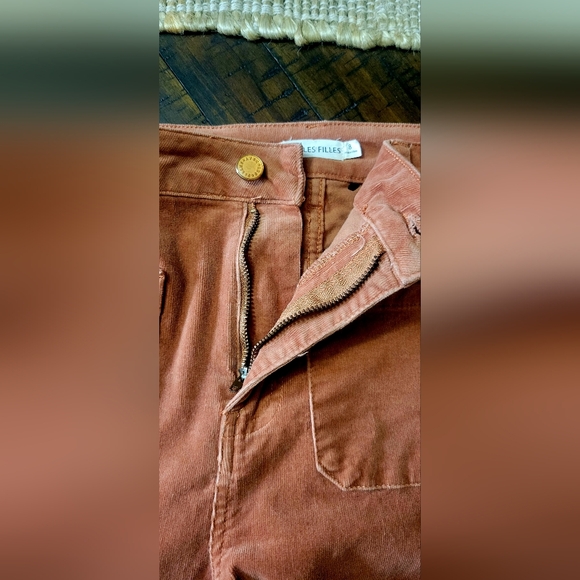 AVEC LES FILLES  Anthopologie burnt orange, wide leg corduroy pants, size 8 EUC - Picture 13 of 13